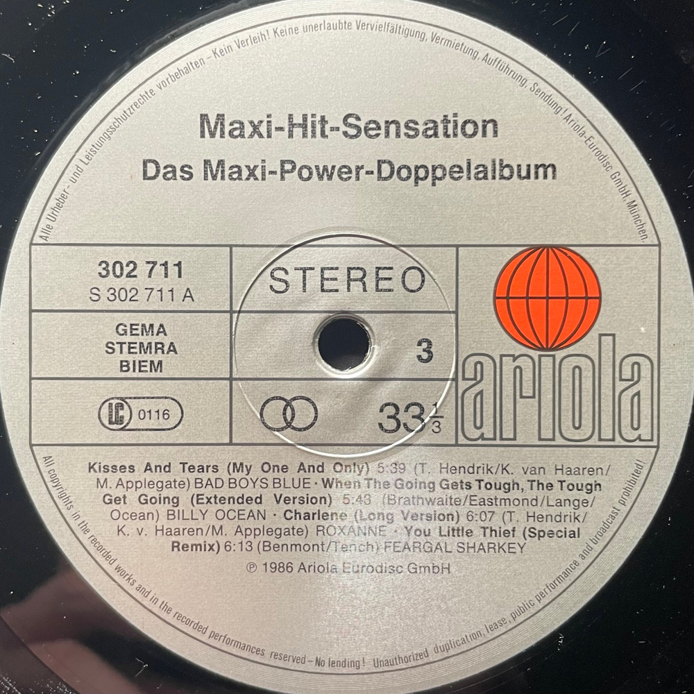 Сборник Maxi Hit Sensation - Das Maxi Power Doppelalbum 2LP (Европа 1986г.)