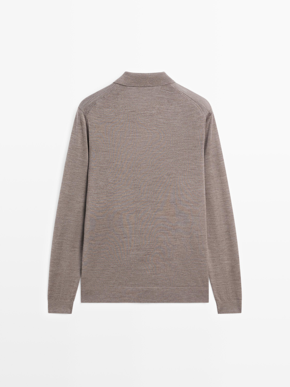 Massimo Dutti Шерстяной свитер с воротником поло, кротово-коричневый