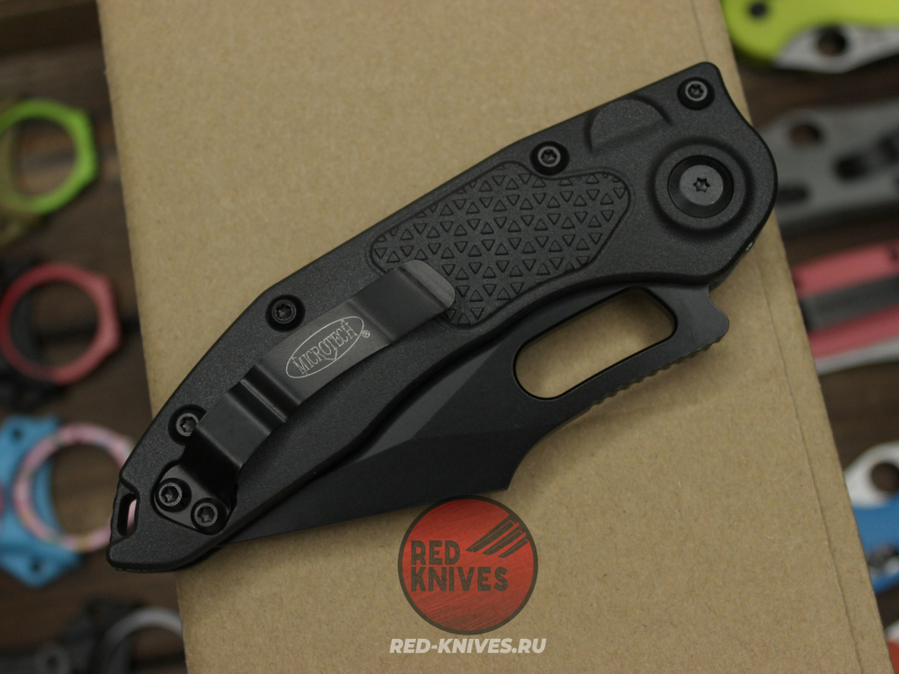 Нож Microtech Stitch Tactical Black + пружина - тактический черный, рукоять нейлон
