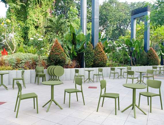 Стол пластиковый складной Sky Ø60, зеленый