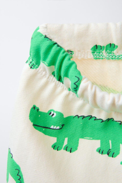 ZARA ШОРТЫ-БЕРМУДЫ С ПРИНТОМ «КРОКОДИЛЫ», ЭКРЮ