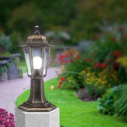 Садово-парковый светильник ЭРА НТУ 06-60-001 бронза 6 гранный напольный IP44 Е27 max60Вт