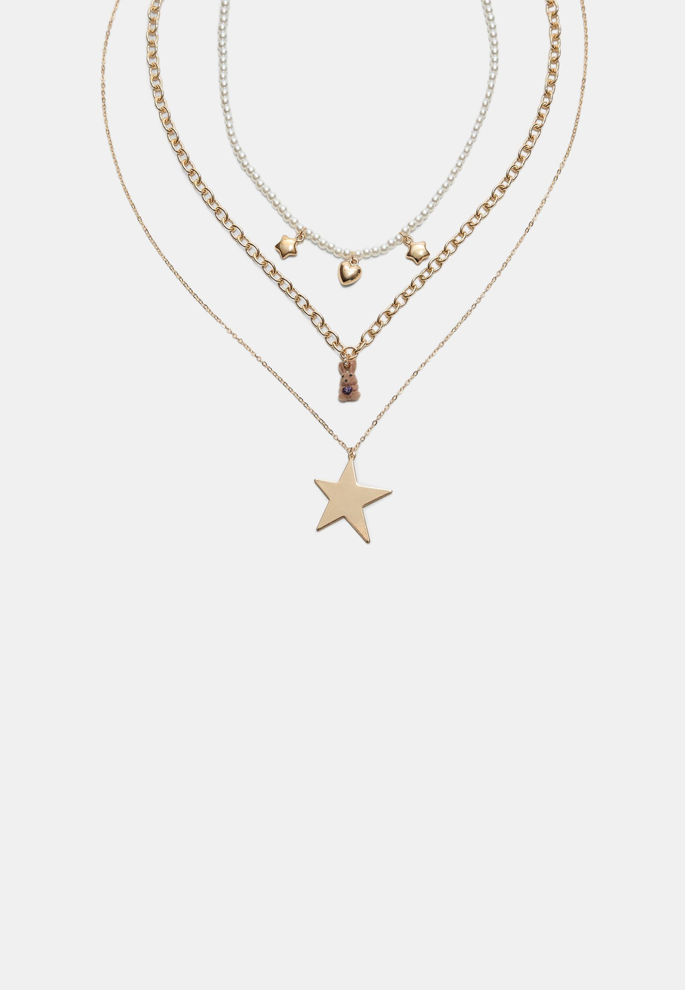 STRADIVARIUS Набор из 3 ожерелий, золотой