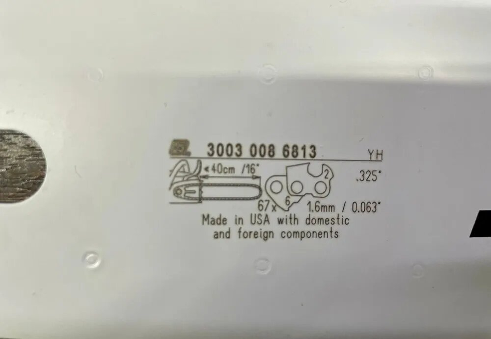 Шина пильная STIHL RL 40 16'' 0,325'' 1,6мм 67шт (3003-008-6813) ОРИГИНАЛ (для MS 260)