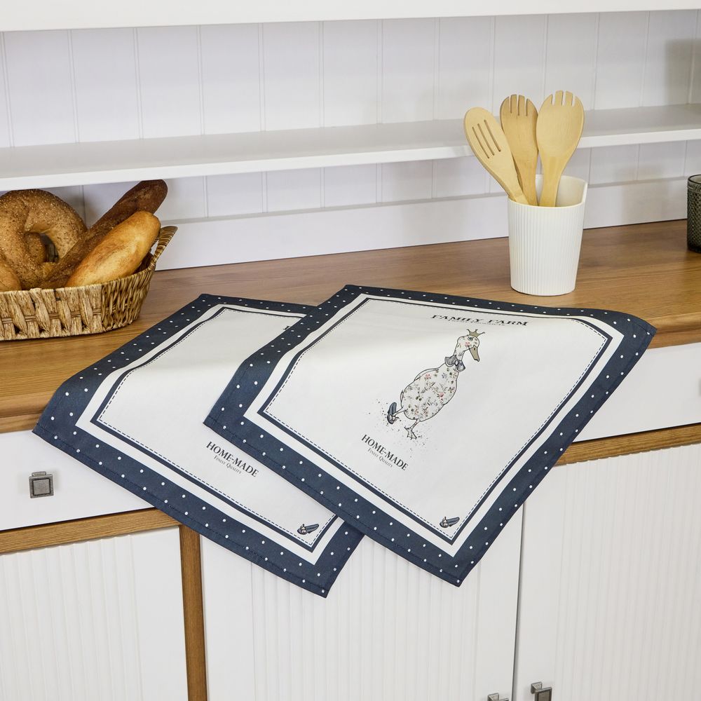 НАБОР САЛФЕТОК ИЗ 2-Х ШТ "FAMILY FARM" ,40Х40СМ,СИНИЙ,100% ХЛОПОК,ТВИЛ