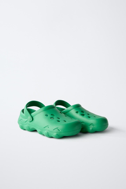 ZARA ПРОРЕЗИНЕННЫЕ САБО, ЗЕЛЕНЫЙ