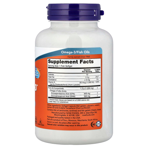 NOW Foods, Ultra Omega 3-D™, рыбий жир с омега-3, 90 капсул из рыбьего желатина