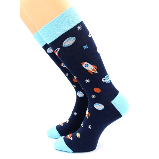 Носки с принтом "Космос" темно-синие Hobby Line