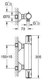 Термостат для душа GROHE Grohtherm 800, матовый черный (1022022430)