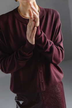 Кардиган из вискозы с шерстью бордовый