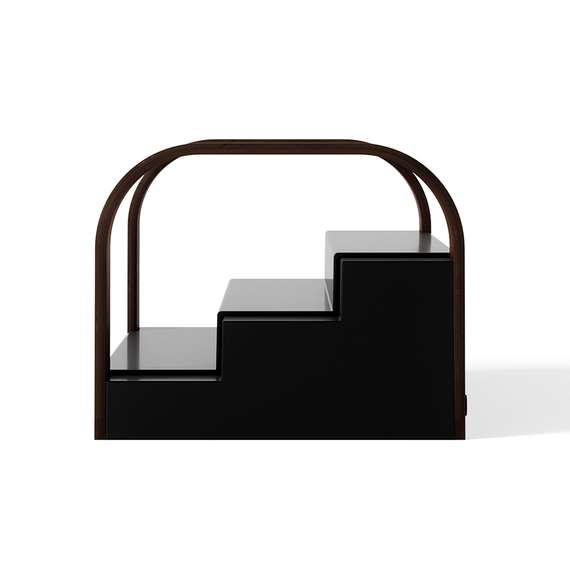 Полка для специй трехъярусная раздвижная bellwood, черная/орех