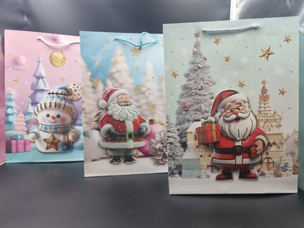 Пакет подарочный новогодний 30*12*40 МС-7702 МИКС3 бумага КНР