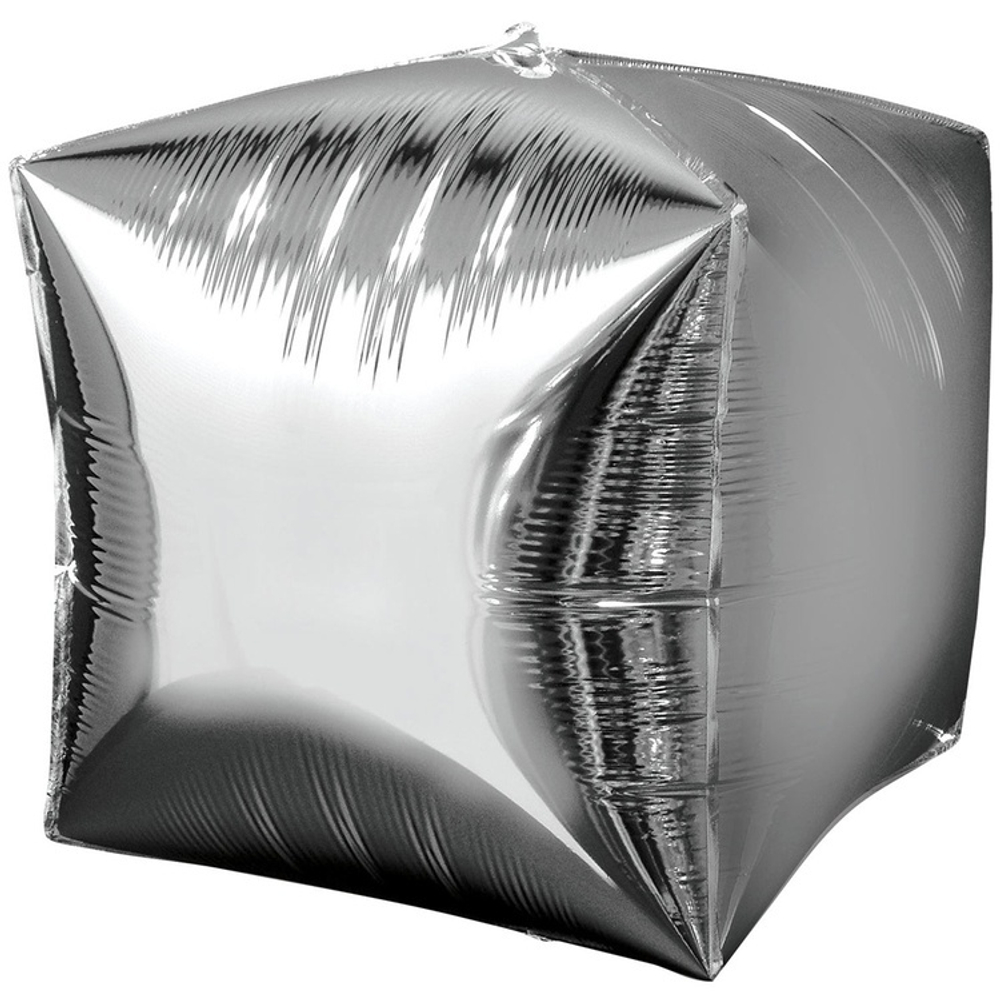 Фольгированная фигура, 3D Куб 15"/38СМ Металлик Silver