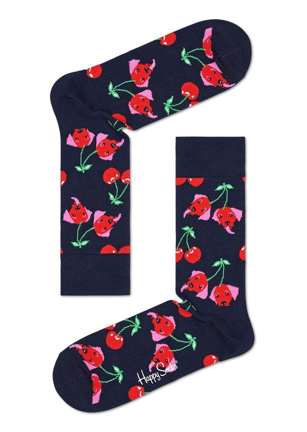 Носки унисекс Cherry Dog Sock с вишенками-собачками (Размер: 25) (Цвет: черный)