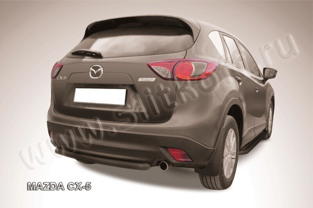 Защита заднего бампера (нержавейка) Mazda CX-5 (2011-2017) d57 (черный)
