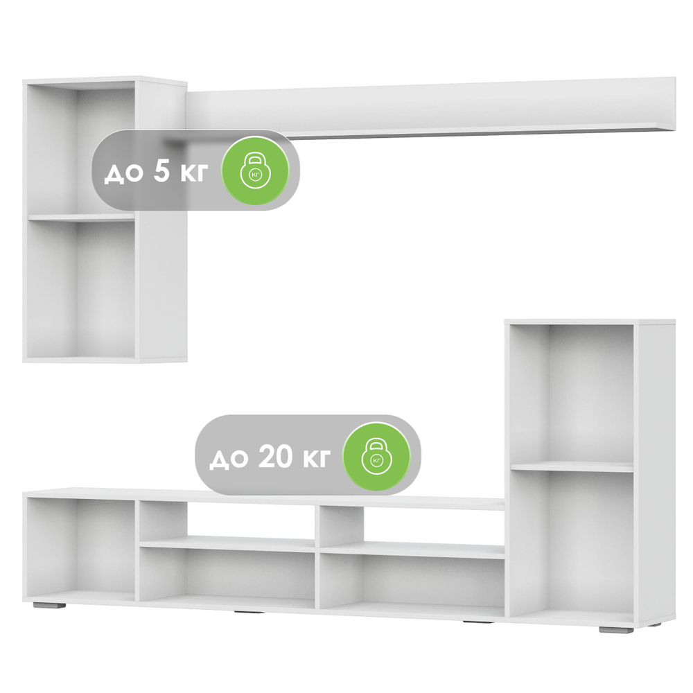 Готовая гостиная Woodville Oluwande белый, белый глянец