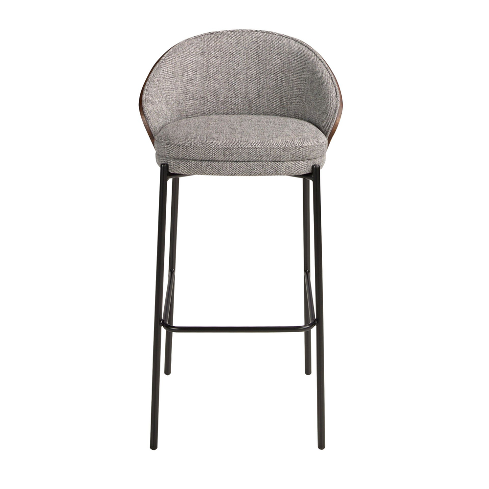 Барный стул Angel Cerda 4127/BS-S197 из серой ткани и спинкой из ореха