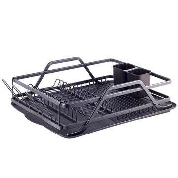Сушилка для посуды из алюминия с поддоном (черная) Kamille KM-0751