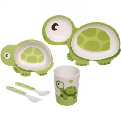 Набор детской посуды из бамбука 5 предметов «Черепашка»