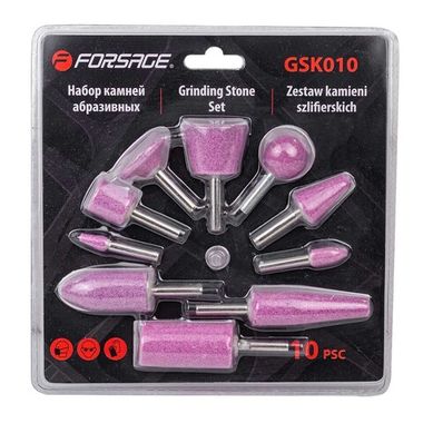 Набор камней абразивных, 10пр.(хвостовик 6мм), в блистере Forsage F-GSK010