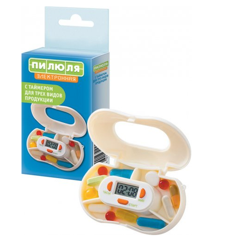 Таблетница электронная с таймером, 3 отделения, Пилюля