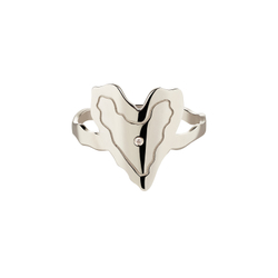 кольцо «сердце» большое с бриллиантом из белого золота