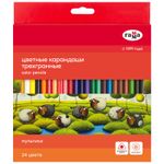 Карандаши цветные трёхгранные 24цв. Гамма Мультики new