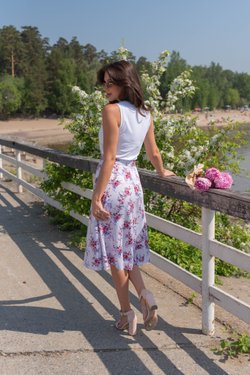 Юбка с принтом цветы из вискозы