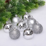 Новогодние шары 5 см (набор 24 шт) «Микс фактур», серебро