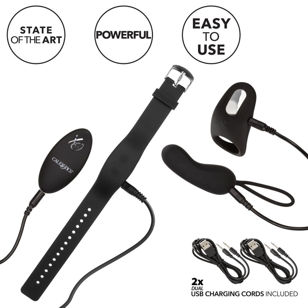 Черный вибронабор для двоих Silicone Remote Foreplay Set (Цвет: черный)