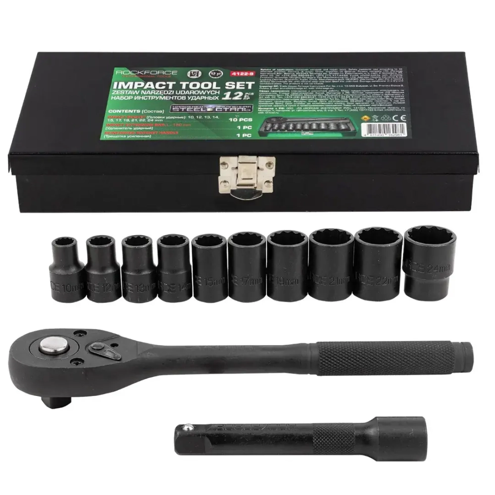 Набор инструментов ударный 12пр. 1/2''(12гр.) RockFORCE RF-4122-9