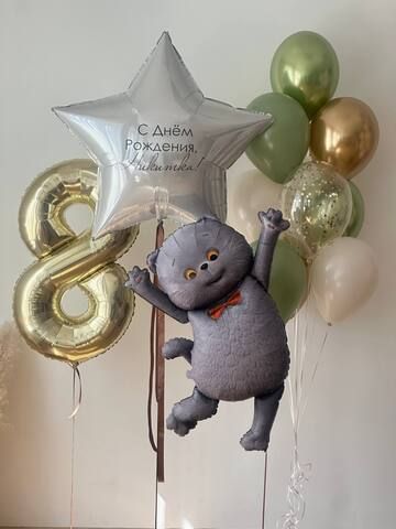 Шары на 8 лет набор кот Басик