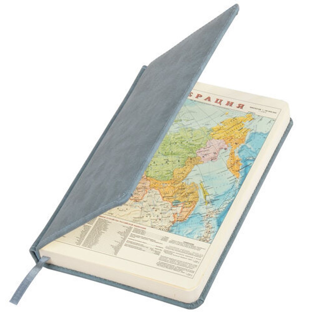 Ежедневник недатированный А5 138х213 мм BRAUBERG "Status", под кожу, 160 л., серо-голубой, 113365