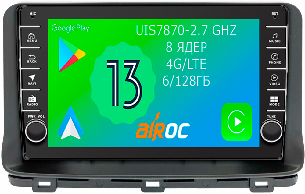 Магнитола для KIA Ceed 3 2021+ - Airoc AB-2318 (кнопки и крутилки), Android 13, TS20, 6/128Гб, SIM-слот, CarPlay