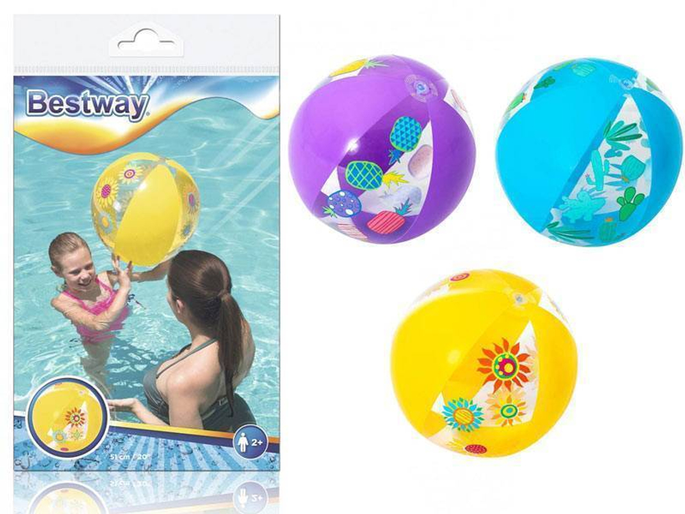 Мяч пляжный дизайнерский 51см, Bestway 31036