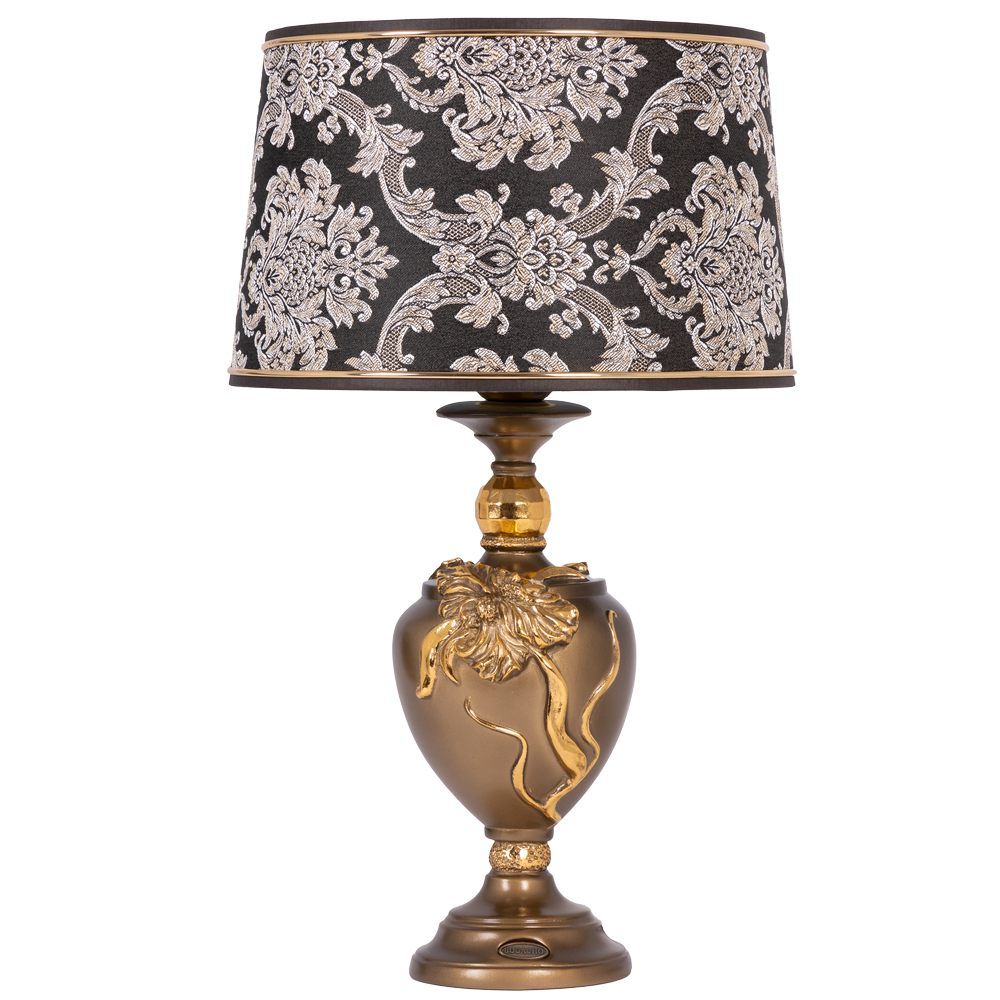 Настольная лампа Флер де Лис Бронза с абажуром Тюссо Vatican (Ватикан) Черный