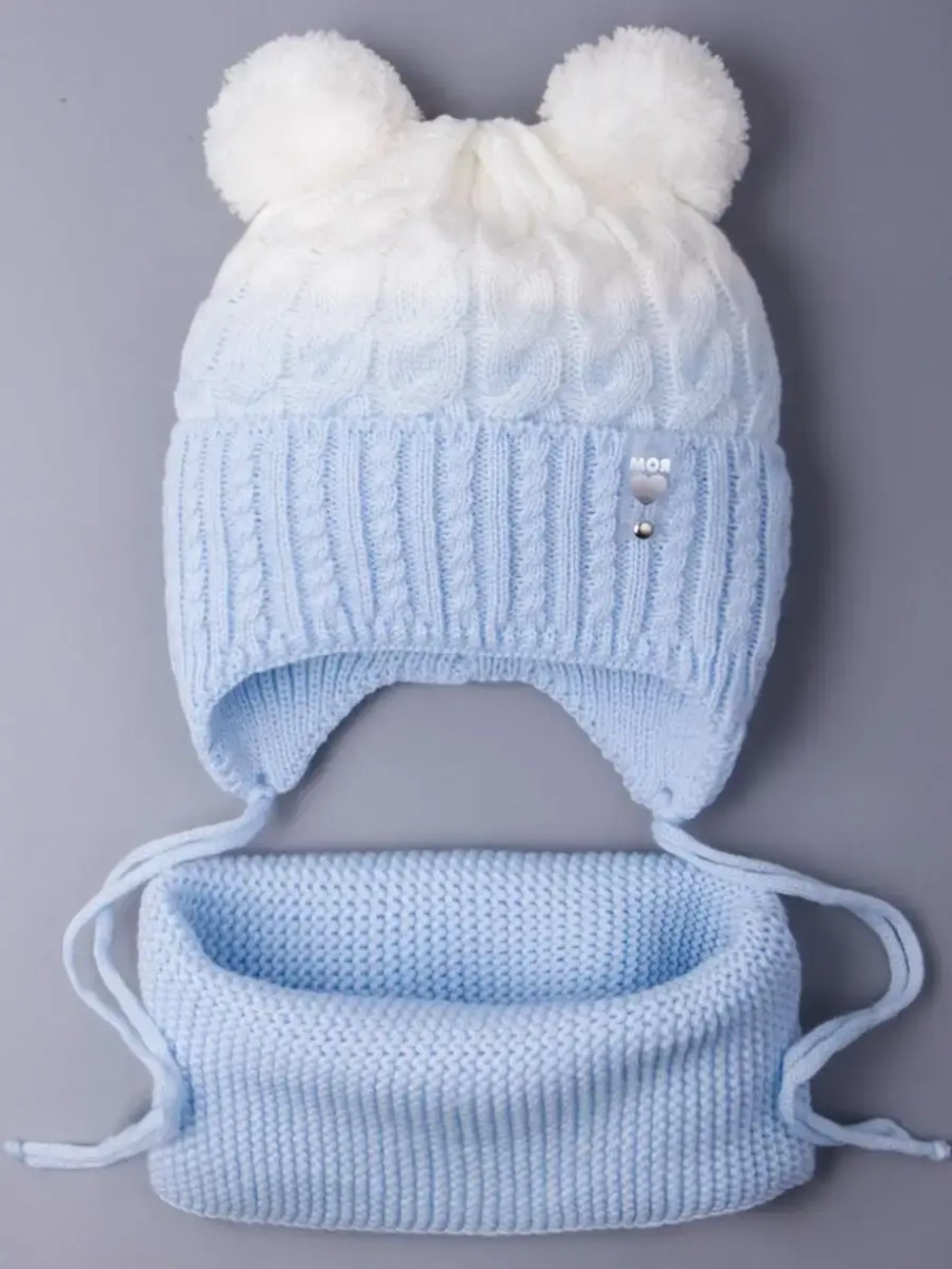 Шапка для девочки осенняя вязаная и снуд