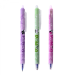 Ручка гелевая пиши-стирай, автоматическая Alingar "Панды", 0,5мм, синяя, игольчатый наконечник, круглый цветной пластиковый корпус, пласт. уп.