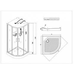 Душевая кабина Esbano (Эсбано) ES-L100CR, с низким поддоном, с электрикой и LED освещением, 100х100х210