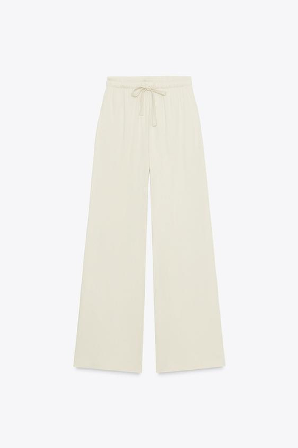 ZARA ПРЯМЫЕ ХЛОПКОВЫЕ БРЮКИ, ЭКРЮ