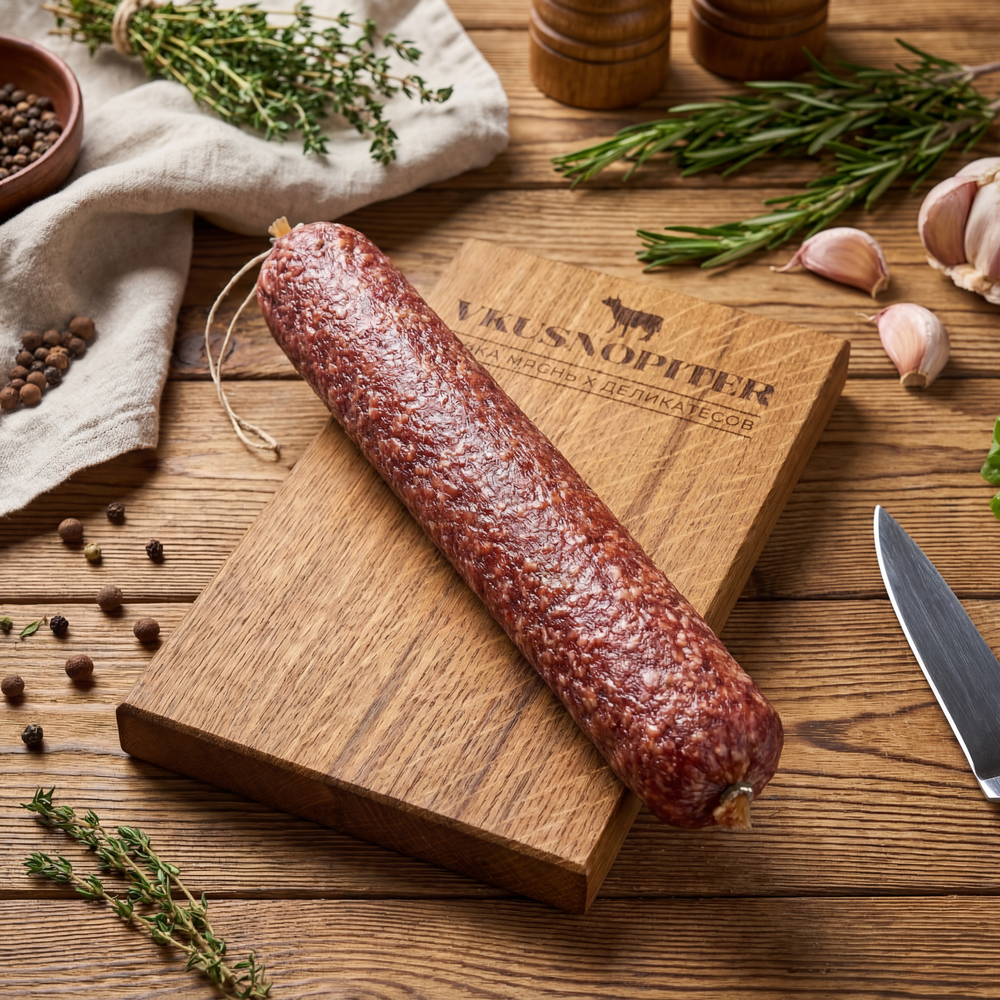 Сырокопченая колбаса с горчицей