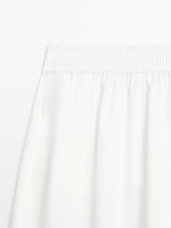 Massimo Dutti Длинная юбка из поплина со сборками, белый