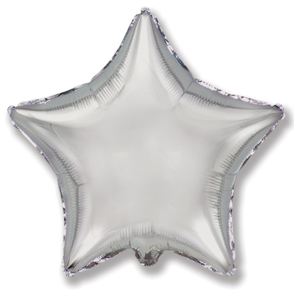 Шар (18''/46 см) Звезда, Серебро, 1 шт. Л088,5