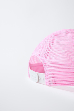 ZARA КЕПКА ИЗ СЕТЧАТОГО МАТЕРИАЛА С ВЫШИВКОЙ, РОЗОВЫЙ