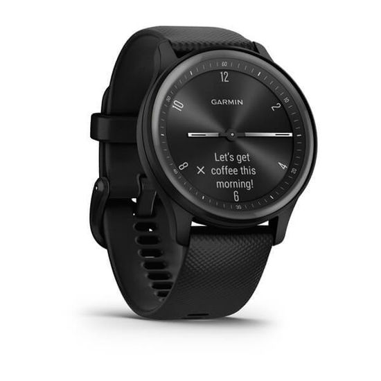 Умные часы Garmin vivomove Sport черный, серый безель, с силиконовым ремешком