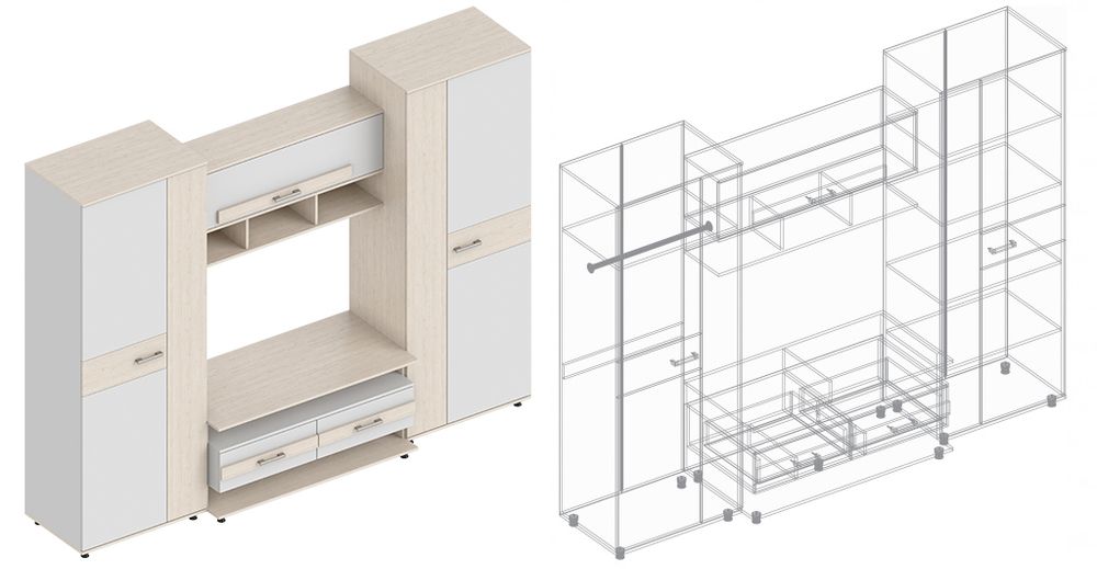 Гостиная "Виктория" (Пикар/белый глянец), ЛДСП, Велес
