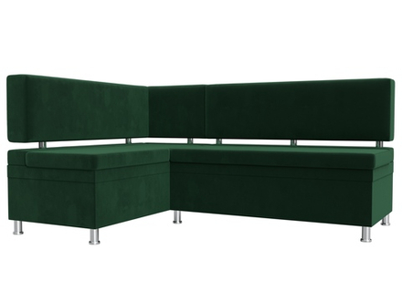 Диван кухонный угловой Стайл левый угол, Зеленый, Велюр, 111657L
