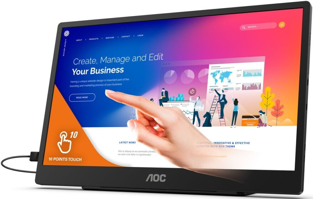 Портативный монитор 15.6" AOC 16T2 Black (16T2)