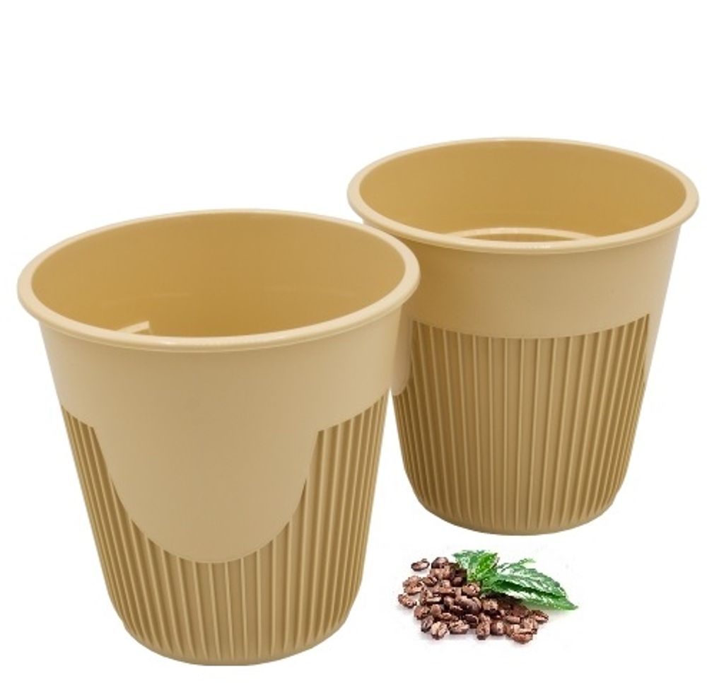 Стаканы пластиковые для гор напитков "Зимний" бежевые ПП D=90мм 250мл (13/260шт)