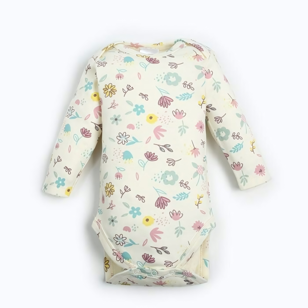 Боди с дл.рукавом Flower, рост 86-92 см, бежевый (Крошка Я)